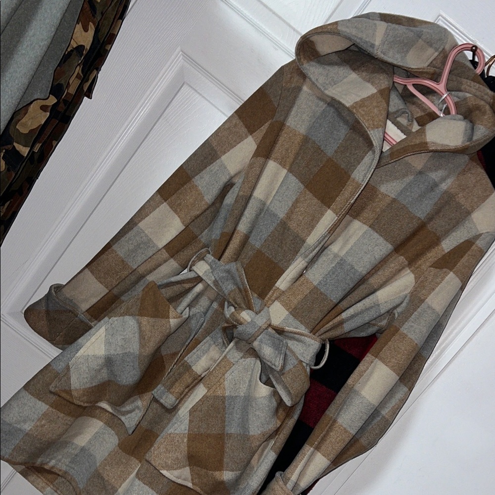 a new day Brown and Gray Plaid Cape